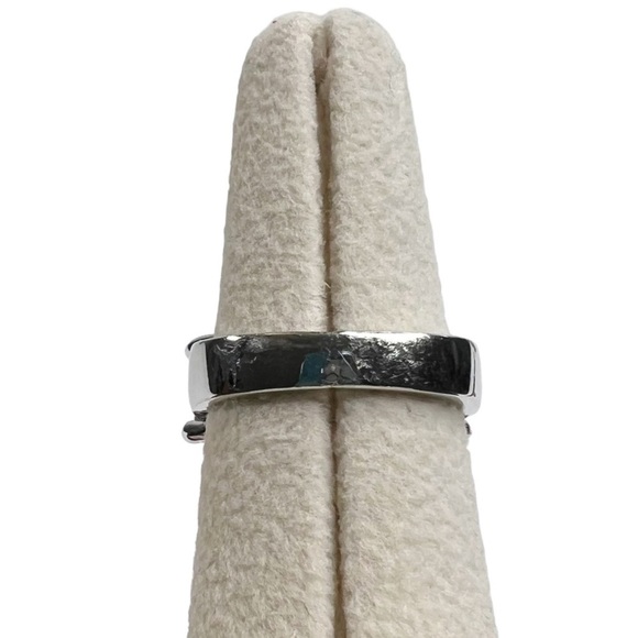 Emerald Cut Glass Stone Multicolored Rainbow Silver Tone Ring - Picture 4 of 9